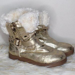 G by Guess Metallic Gold Boots with faux fur